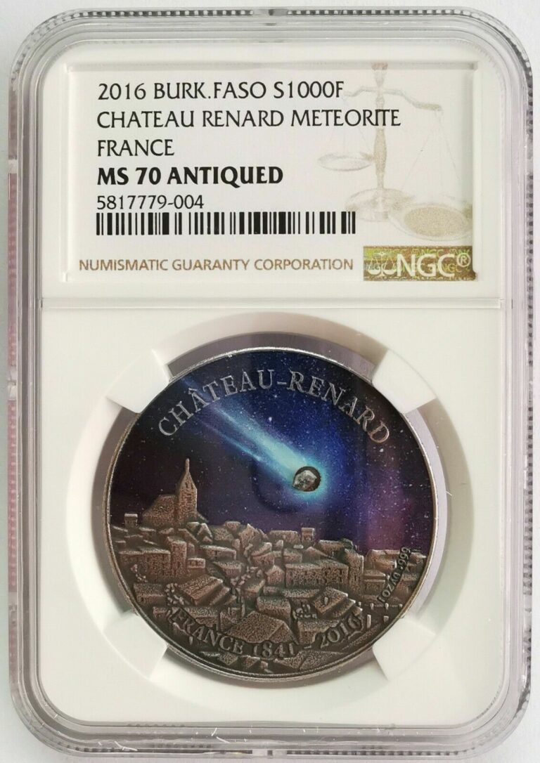 Read more about the article NGC MS70 Burkina Faso 2016 Chateau Renard Meteorite Silver Coin 1oz COA
