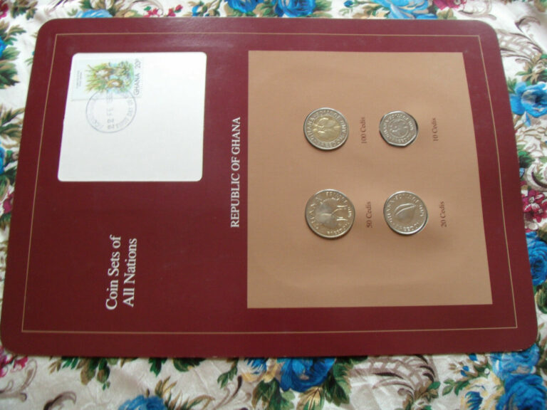 Read more about the article Coin Sets of All Nations Ghana w/card UNC 100  50  20  10 Cedis 1991 Otter Stamp