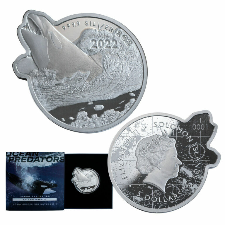 Read more about the article 2022 Killer Whale 2 Oz Silver Solomon Islands $5 Coin  (Ocean Predators)