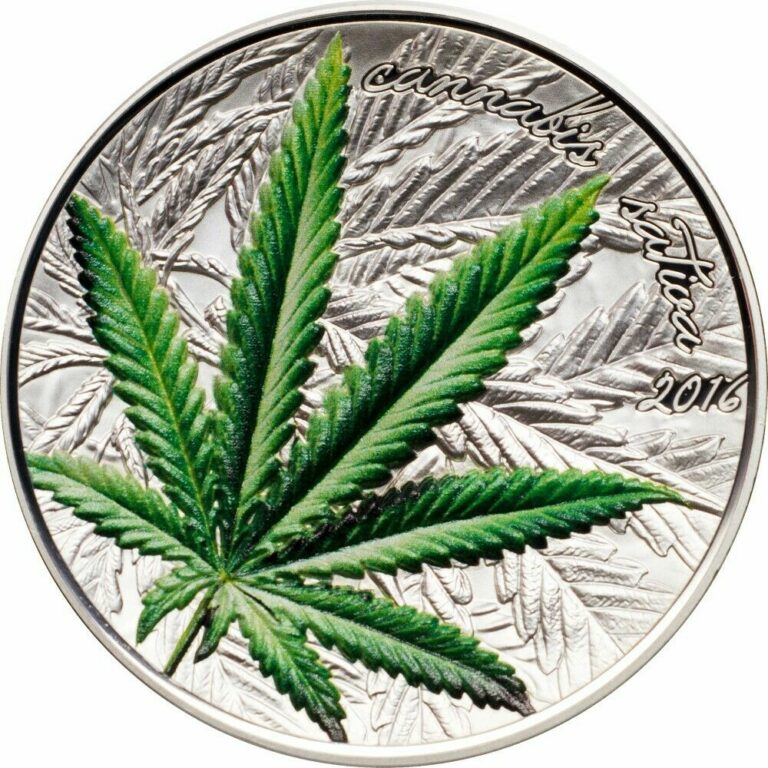 Read more about the article Cannabis Sativa High Relief Concave 1000 Fr BENIN 2016 1 oz Silver Proof Coin