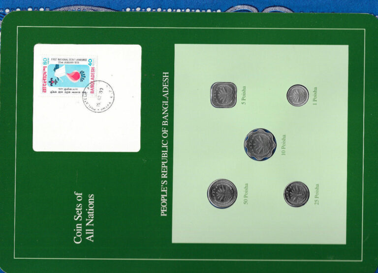 Read more about the article Coin Sets of All Nations Bangladesh w/card 1974-1984 UNC 50 Poisha 1980 15.02.93