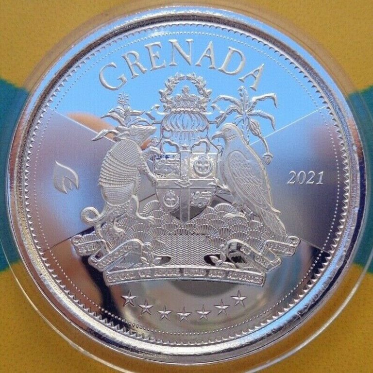 Read more about the article 2021 Grenada COAT OF ARMS $2 silver BU coin .999 fine silver