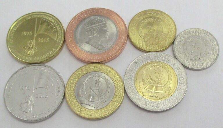 Read more about the article ANGOLA FULL UNC COIN SET 50 Centimos 1+5+10+20+50+100 Kwanzas 2012-2015 LOT of 7