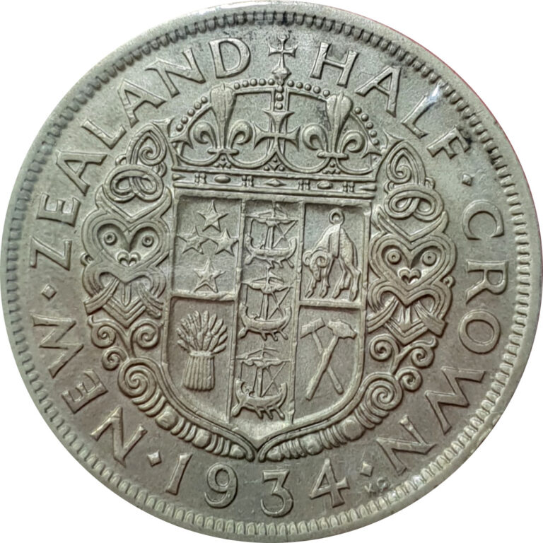 Read more about the article New Zealand 1934  1/2 Crown  George V Silver Coin British Colony