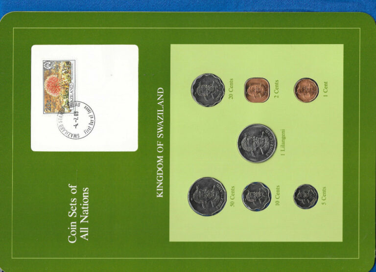 Read more about the article Coin Sets of All Nations Swaziland 1979-1982 w/card 20 cents  1 Lilangeni 1979