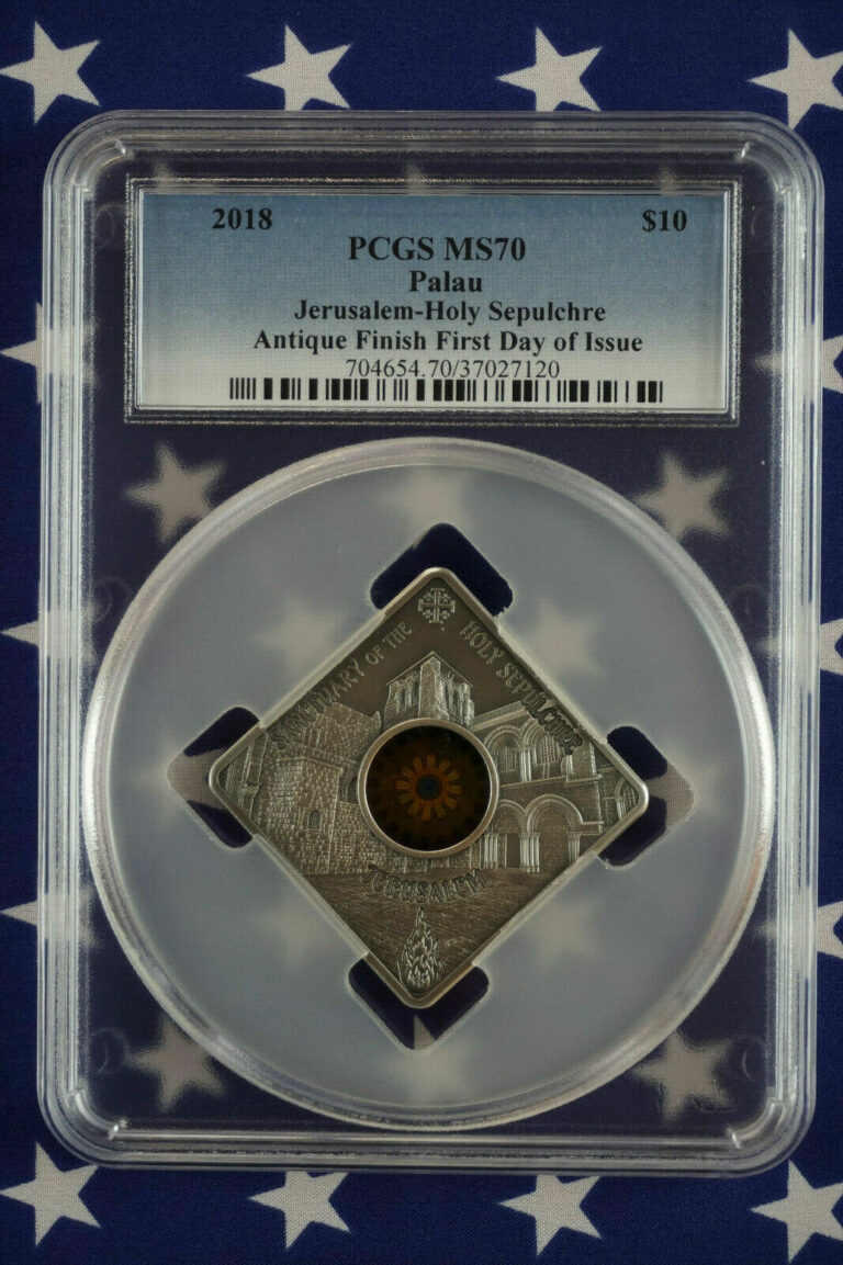 Read more about the article 2018 Palau $10 Jerusalem Holy Sepulchre 50g .999 Antique Finish Silver PCGS MS70