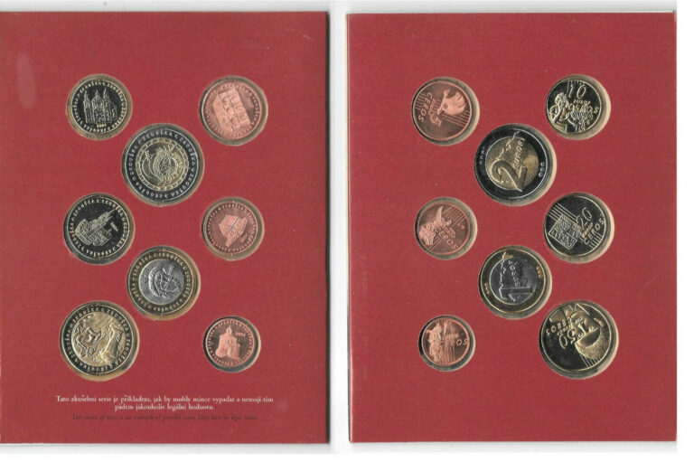 Read more about the article CZECH REPUBLIC EUROPROBEN  2004 8 BU COINS IN FOLDER ESSAI PATTERN PROBE. B3