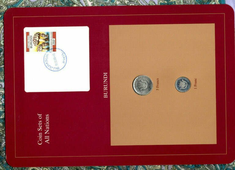 Read more about the article Coin Sets of All Nations Burundi w/card 5 francs 1980 1 Franc 1993 UNC