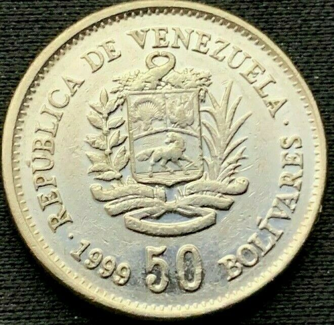 Read more about the article Venezuela 1999    50 bolivars XF +     Nickel Clad Steel Coin    #K611