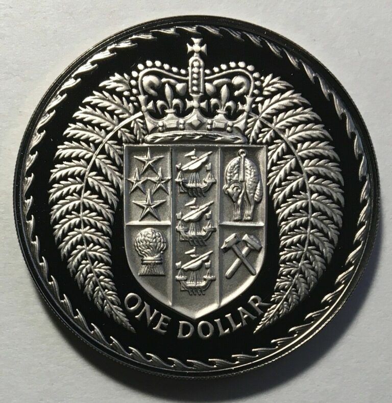 Read more about the article New Zealand $1.00 Dollar 1973 – Silver Fern (Cyathea dealbata) leaves – Proof