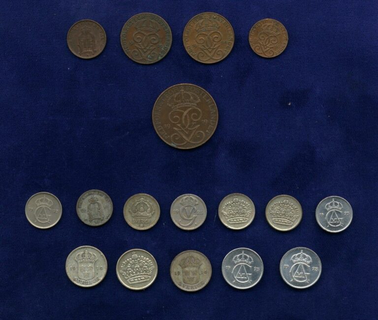 Read more about the article SWEDEN KINGDOM 25 “ORE” COINS: 1914  1953  1973  10 “ORE” 1903  1925  1947  1954