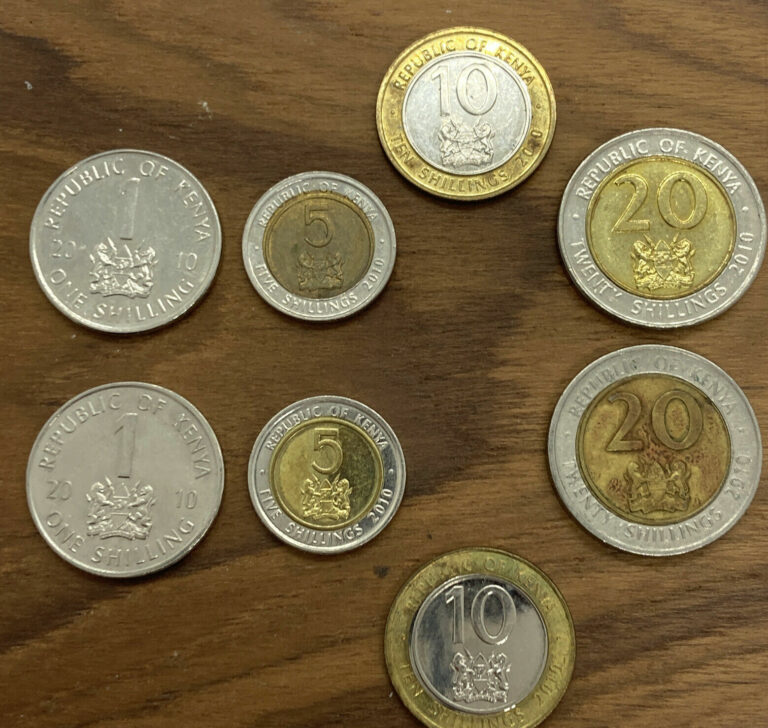 Read more about the article 8 COINS from KENYA 1   5   10   20 DENOMINATIONS (2010) Circulated Fine