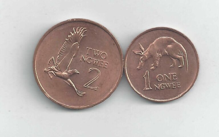 Read more about the article 2 COINS from ZAMBIA – 1 NGWEE w/ AARDVARK and 2 NGWEE w/ EAGLE (BOTH 1983).