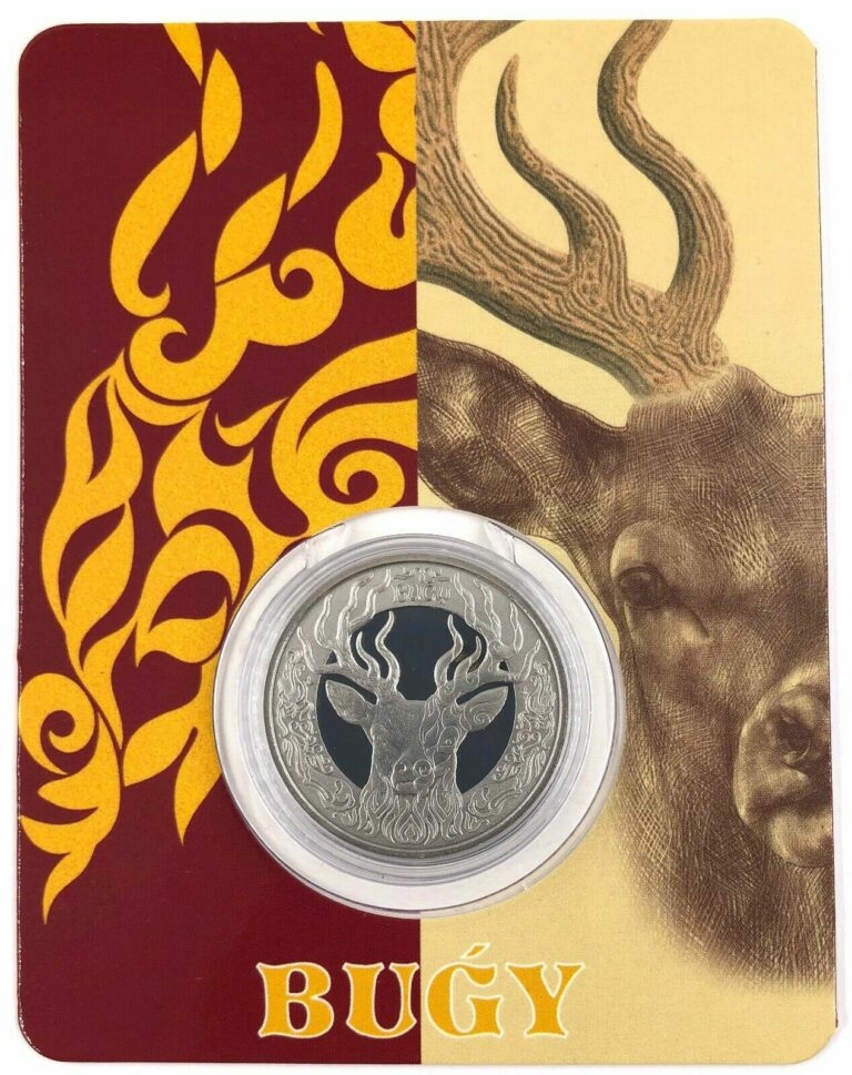 Read more about the article Kazakhstan: 100 tenge BUǴY – Deer Totem Animals Bugy BUNC  Coin in a blister