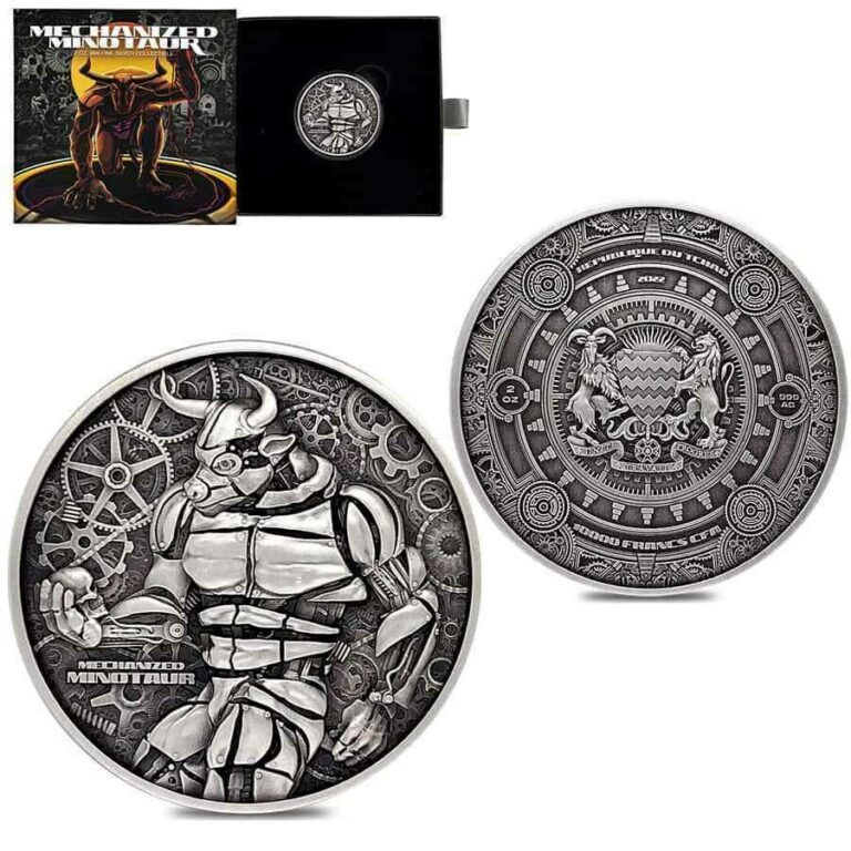 Read more about the article 2022 Chad Mechanized Minotaur Antiqued 2 oz .999 Silver Coin ~ Steampunk Bull