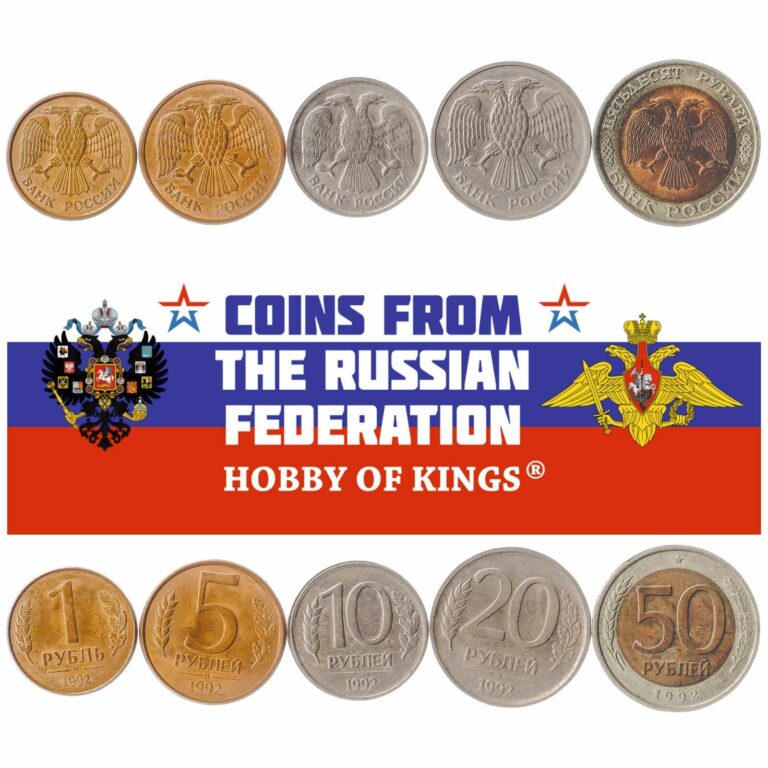 Read more about the article SET OF 5 COINS FROM RUSSIA. 1  5  10  20  50 RUBLES. 1992