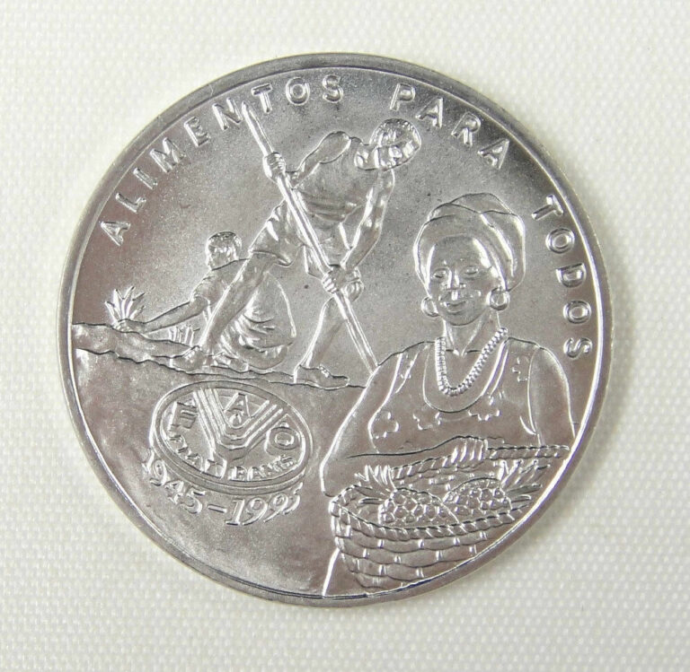 Read more about the article Guinea Bissau Commemorative Coin  2000 Pesos  1995  50th Anniversary – FAO