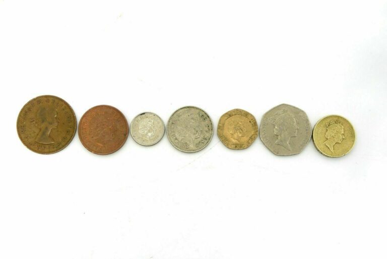 Read more about the article Lot of 7 United Kingdom Coins Penny Pence Pound UK Collection Set