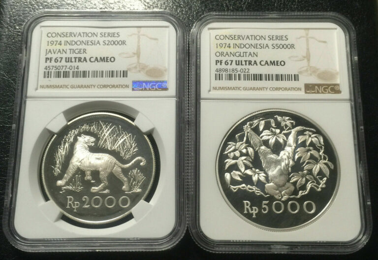 Read more about the article Indonesia 1974 Two Silver coins  NGC PF67UC