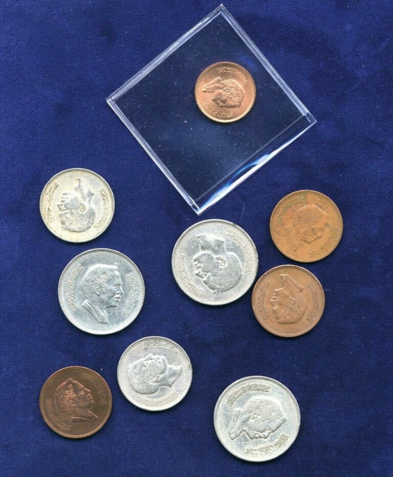 Read more about the article JORDAN 20th CENTURY SMALL COLLECTION  100  50  10  and 5 FILS COINS  LOT OF (9)