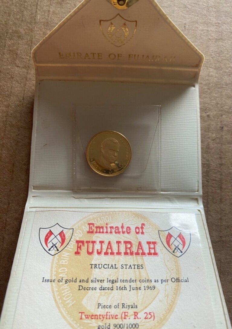 Read more about the article 1970 United Arab Emirates UAE Trucial State of Fujairah 25 Riyal Gold Coin Nixon