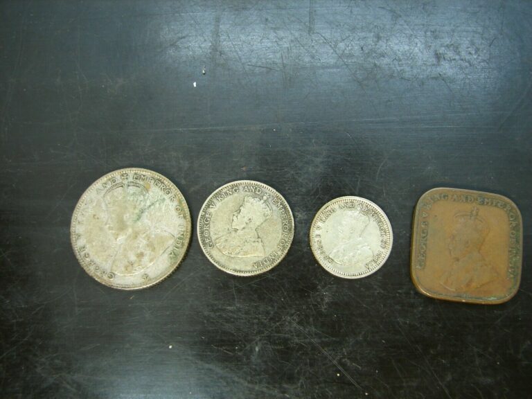 Read more about the article Lot of 4 British George V Straits Settlements 1 5 10 20 Cent Coins 1919  1926 E2