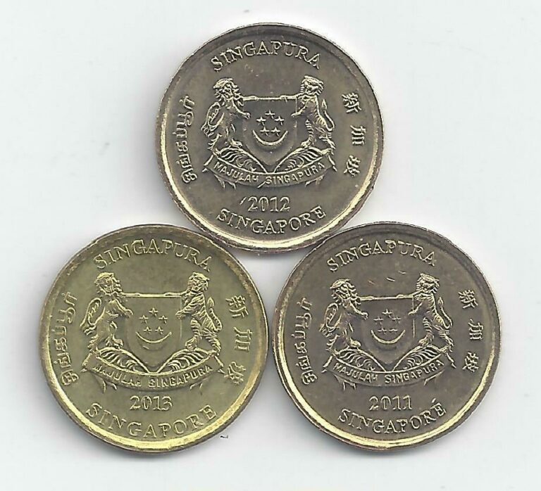 Read more about the article 3 DIFFERENT 5 CENT COINS from SINGAPORE (2011  2012 and 2013).