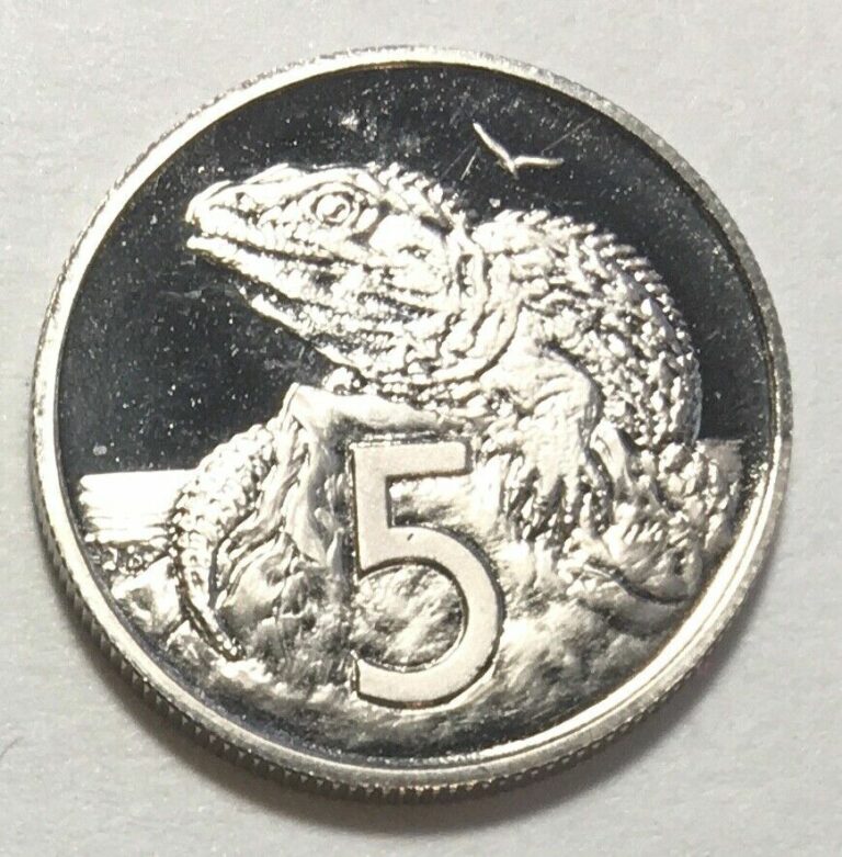 Read more about the article New Zealand 5 Cents 1967 – Tuatara (Sphenodon punctatus) – Prooflike
