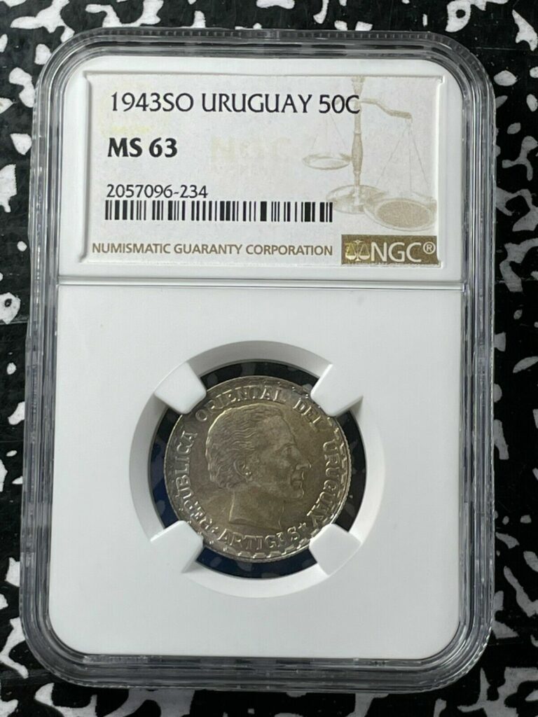 Read more about the article 1943-So Uruguay 50 Centesimos NGC MS63 Lot#G1871 Silver! Choice UNC!