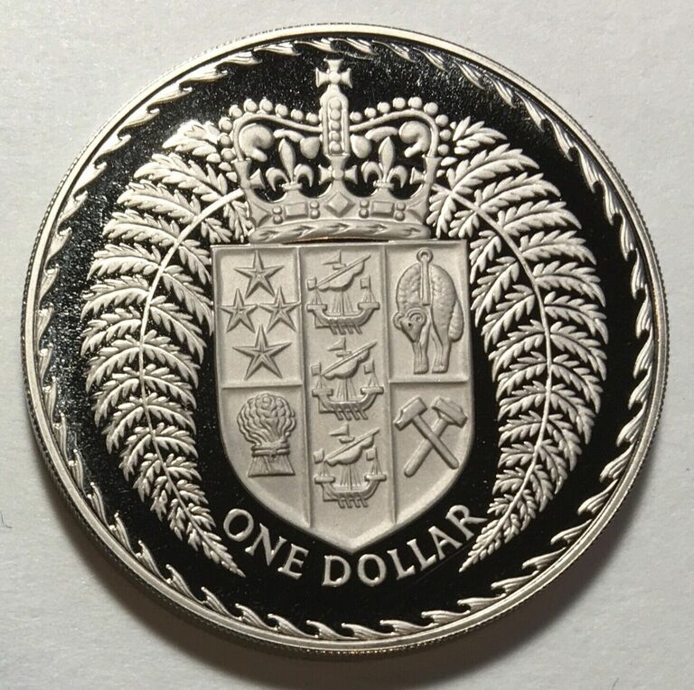 Read more about the article New Zealand $1.00 Dollar 1976 – Silver Fern (Cyathea dealbata) leaves – Proof