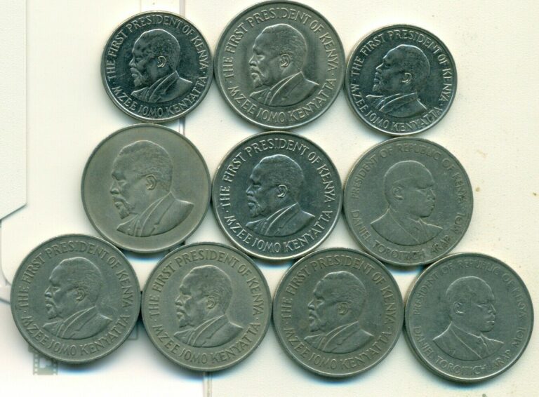Read more about the article 10 – 1 SHILLING COINS from KENYA – 1966/69/71/74/75/78/80/94/2005/10 (4 TYPES)