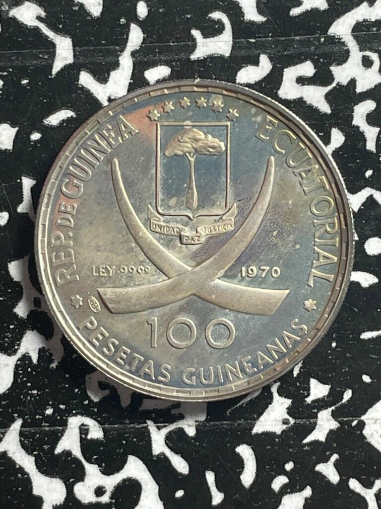 Read more about the article 1970 Equatorial Guinea 100 Francs Lot#W0942 Large Silver! Proof! Goya Desnuda