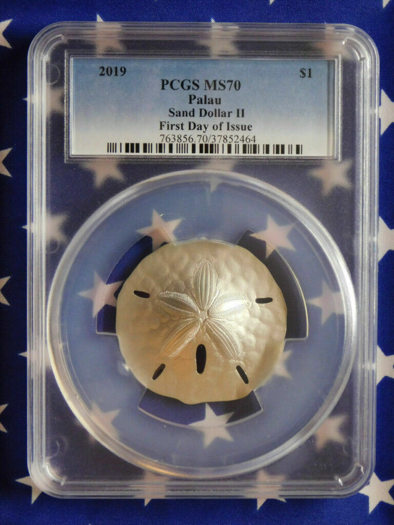 Read more about the article 2019 $1 Palau Sand Dollar II 1oz .999 Silver PCGS MS70 FDI 100 Graded COA+Box