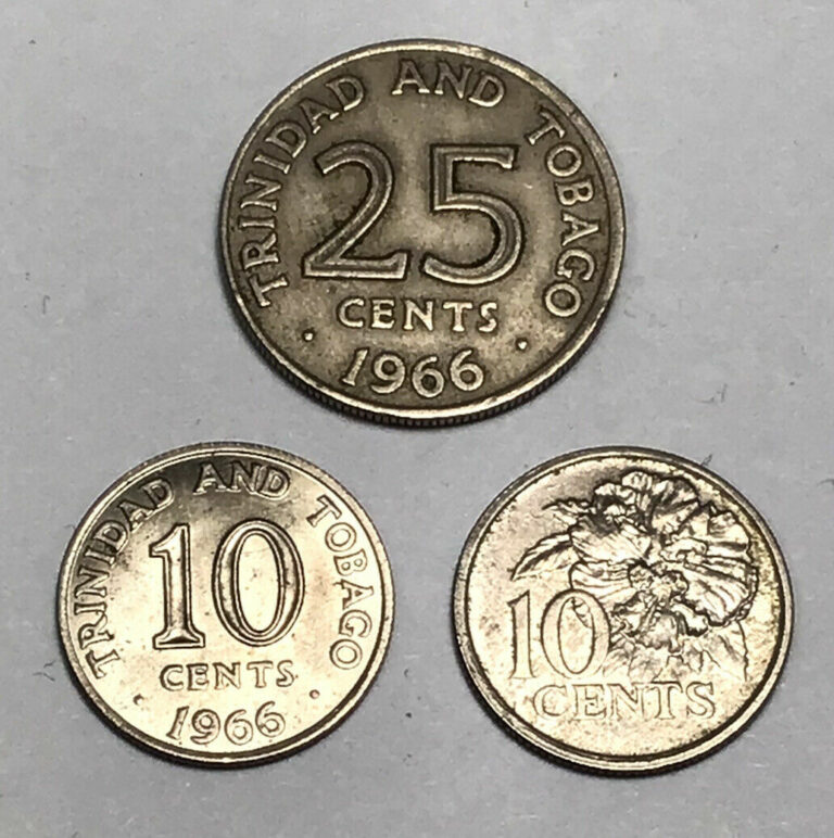 Read more about the article Trinidad and Tobago 3 Coin Lot  25 Cent and Two 10 Cent Coins 1966 and 1990