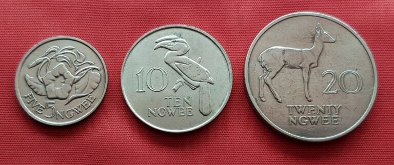 Read more about the article Zambia Set 3 Coins   5   10   20 Ngwee 1968   XF+