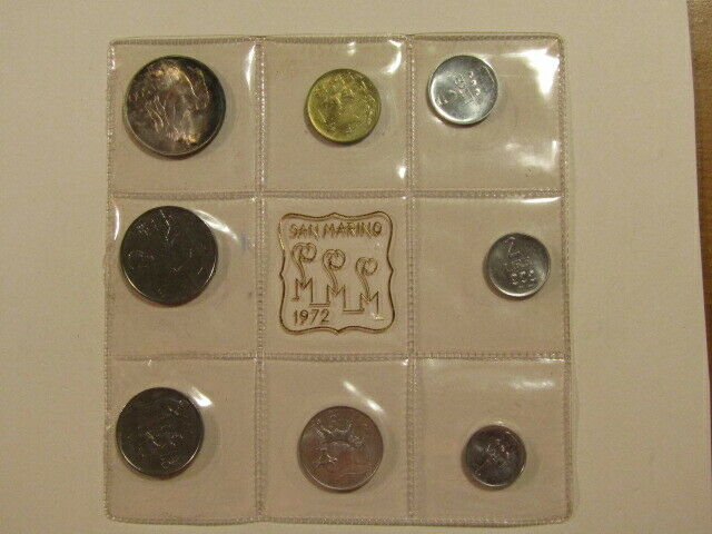 Read more about the article San Marino Italy 1972 8 unc Coin Set with Silver 500 Lira