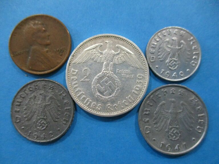 Read more about the article WW2 German 2 Reichsmark Silver Elite Swastika Stamps Coins Bill Money Zinc Third