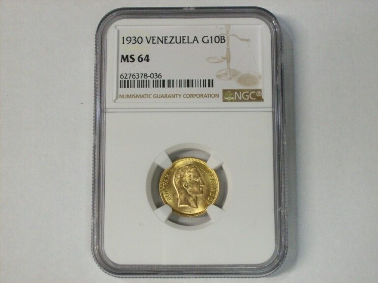 Read more about the article GOLD 1930 Venezuela 10 Bolivares   NGC MS-64   Y# 31    SN1174