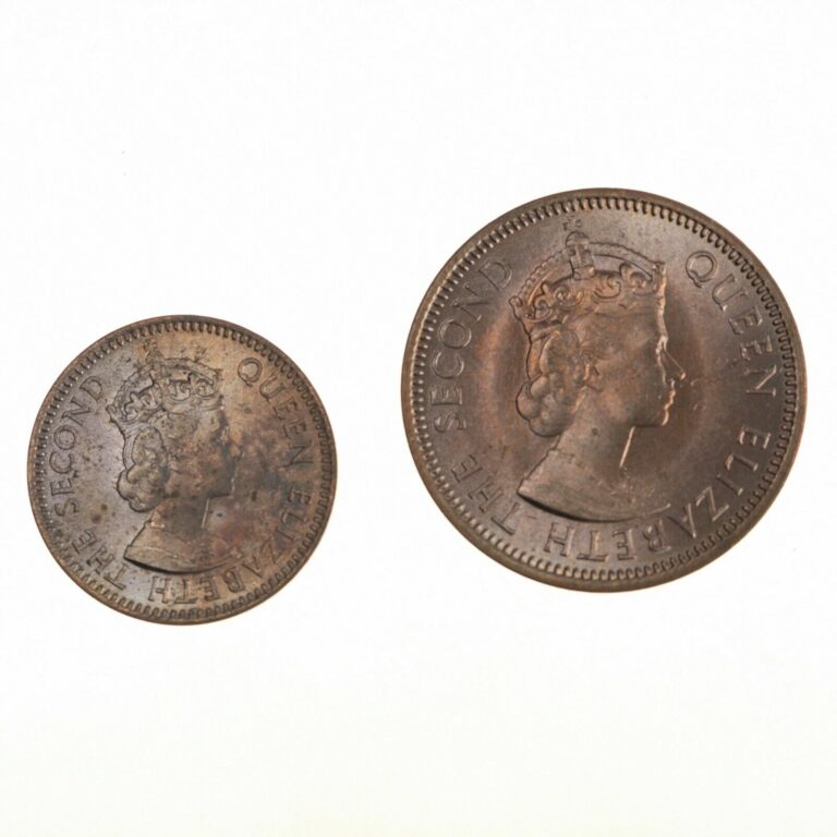 Read more about the article 1955 British Colony Mauritius QEII One Cent and Two Cents Bronze Coins