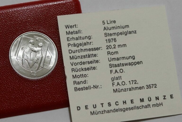 Read more about the article SAN MARINO 5 LIRE 1976 FAO WITH COA B36 #Z2136