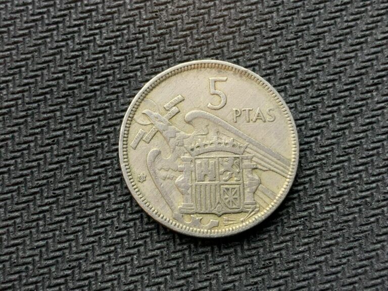 Read more about the article 1957 Spain 5 Pesetas Coin  XF  61 in Star    #B1010