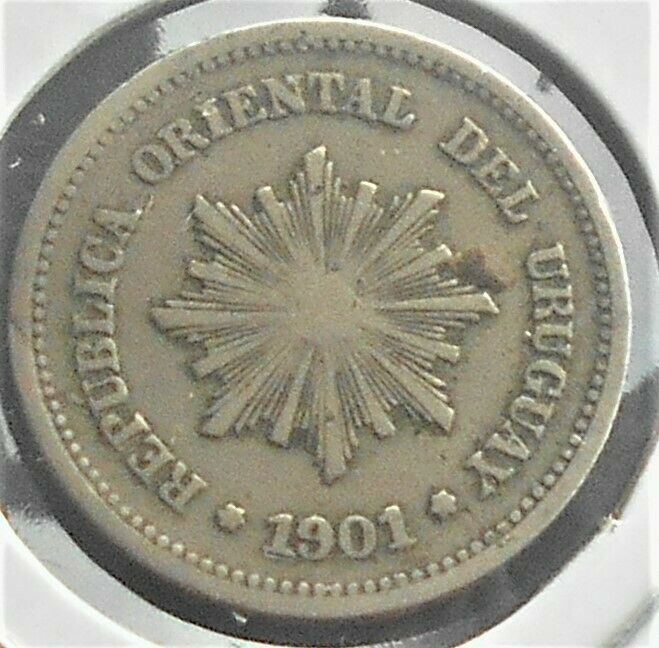 Read more about the article 1901 Uruguay Centesimos KM# 19 Radiant Sun Nice Circulated # WB 5