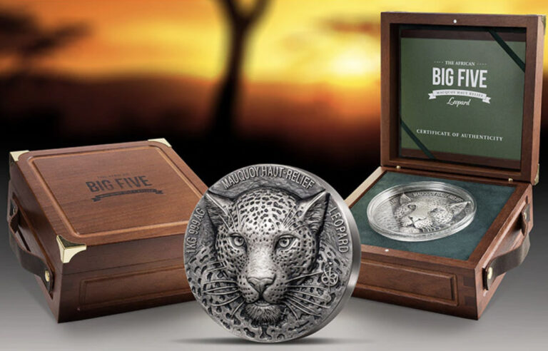 Read more about the article Ivory Coast 2018 Big 5 Series Leopard 5oz silver coin (CFA 5000 Francs)