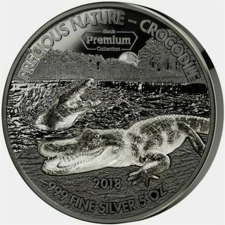 Read more about the article 2018 Benin Black Premium Collection Pecious Nature Crocodile 5 oz Silver Coin