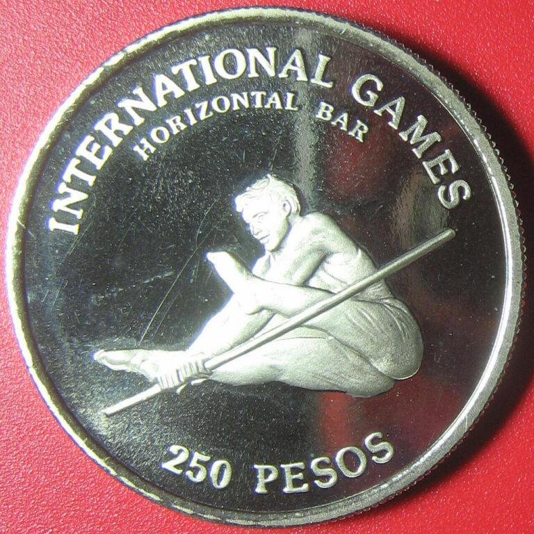 Read more about the article 1984 GUINEA-BISSAU 250 PESOS PROOF HORIZONTAL BAR SPORT COIN CROWN (no silver)