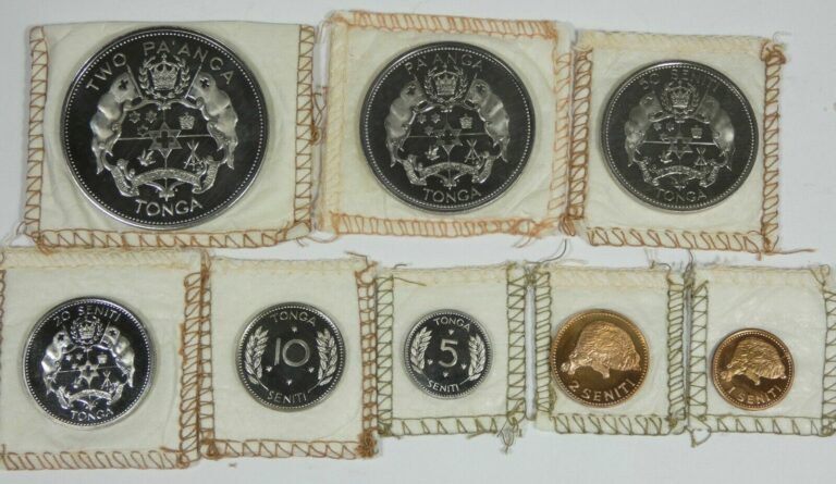 Read more about the article 1968 TONGA  8 Proof Coins in Felt Pouches