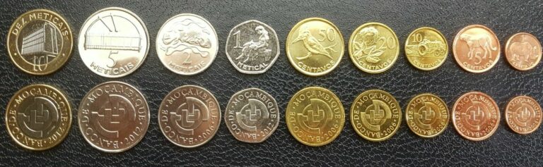Read more about the article Mozambique Set 9 coins  1 5 10 20 50 Centavos 1 2 5 10 Meticais 2006 2012  UNC