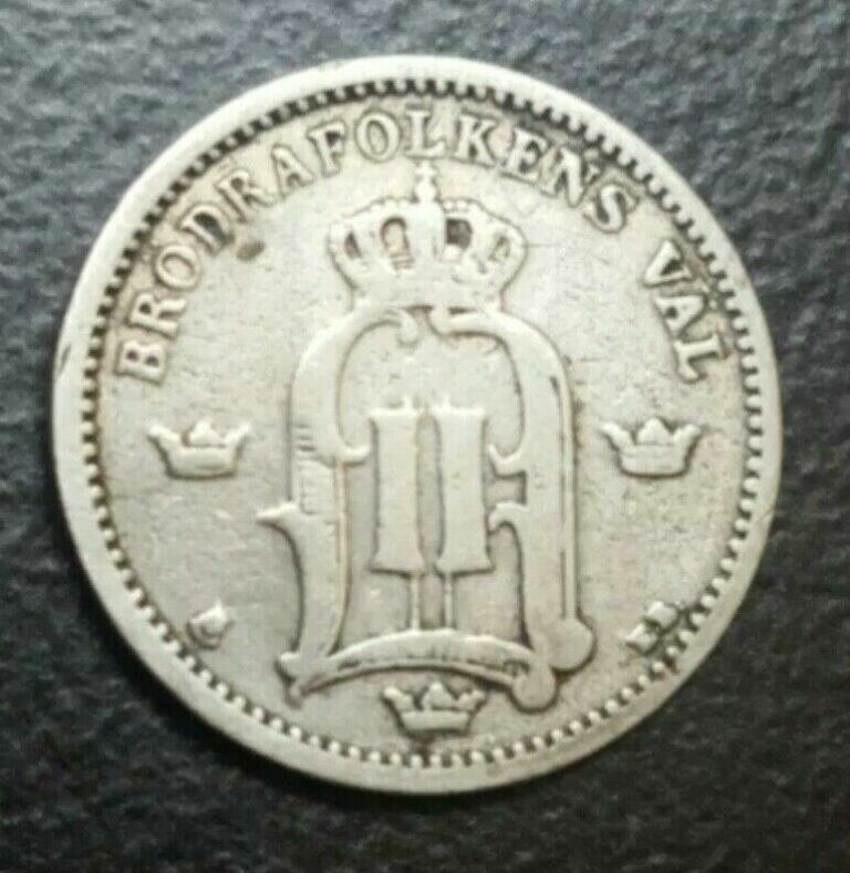 Read more about the article 1896 Sweden 🇸🇪 OLD SILVER 25 ORE SMALL COIN KM 739 OSCAR II 1800’s
