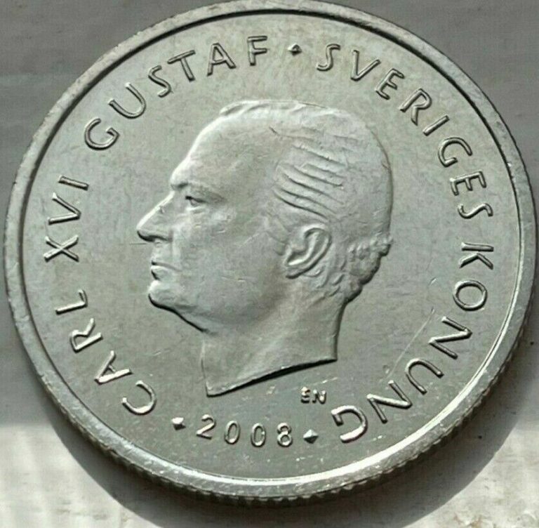 Read more about the article Sweden 2008 Circulated 1 One Krona Coin  Carl XVI Gustaf (#C88) Bright!