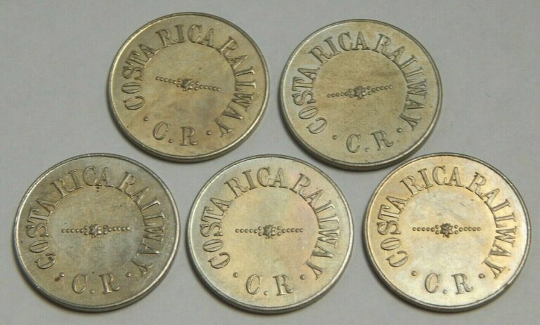 Read more about the article Lot of 5 – Costa Rica Railway – C.R – 50 Centavos – No Date – Token
